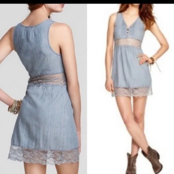 chinese dress ladies Boden Women's Ruffle Placket Chambray Dress in Blue